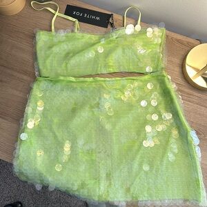 White Fox Boutique Sequin Skirt and Tank Set